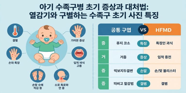 아기 수족구병 초기 증상과 대처법: 열감기와 구별하는 수족구 초기 사진 특징