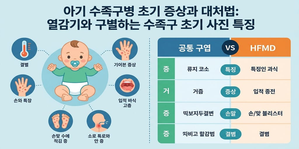아기 수족구병 초기 증상과 대처법: 열감기와 구별하는 수족구 초기 사진 특징 - 이미지 1