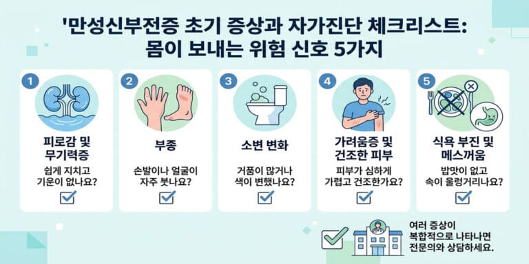 만성신부전증 초기 증상과 자가진단 체크리스트: 몸이 보내는 위험 신호 5가지