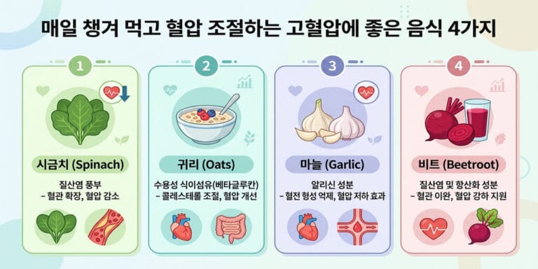 매일 챙겨 먹고 혈압 조절하는 고혈압에 좋은 음식 4가지