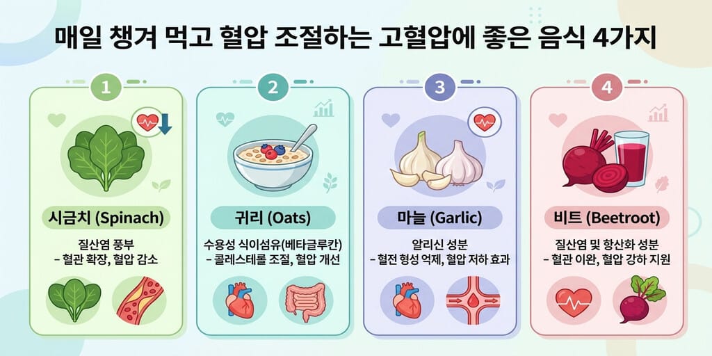 매일 챙겨 먹고 혈압 조절하는 고혈압에 좋은 음식 4가지 - 이미지 1