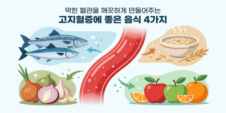 막힌 혈관을 깨끗하게 만들어주는 고지혈증에 좋은 음식 4가지