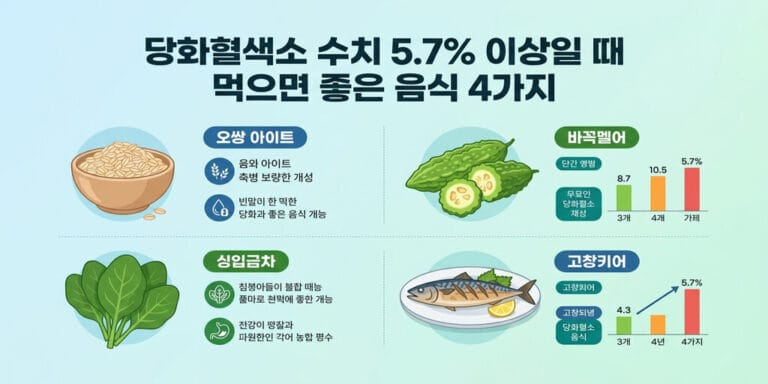 당화혈색소 수치 5.7% 이상일 때 먹으면 좋은 음식 4가지