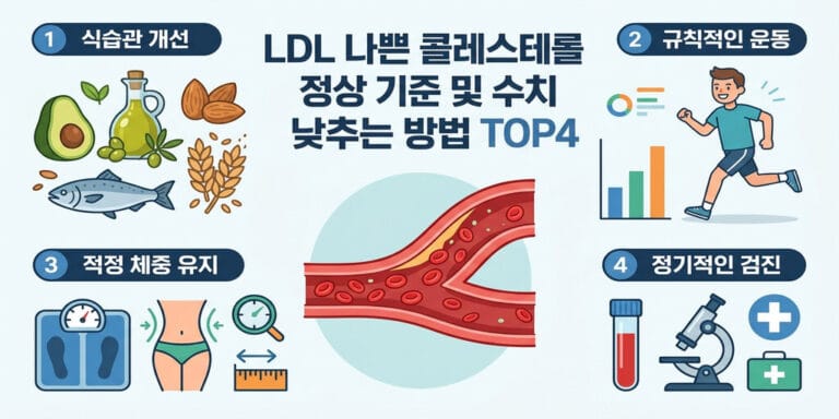 LDL 나쁜 콜레스테롤 정상 기준 및 수치 낮추는 방법 TOP4