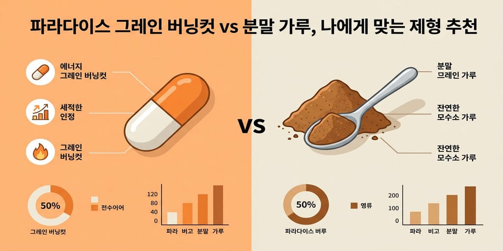 파라다이스 그레인 버닝컷 vs 분말 가루, 나에게 맞는 제형 추천 - 이미지 1