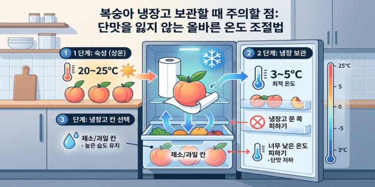 복숭아 냉장고 보관할 때 주의할 점: 단맛을 잃지 않는 올바른 온도 조절법