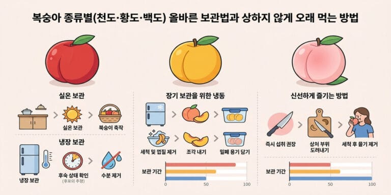 복숭아 종류별(천도·황도·백도) 올바른 보관법과 상하지 않게 오래 먹는 방법