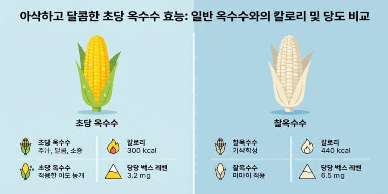 아삭하고 달콤한 초당 옥수수 효능: 일반 옥수수와의 칼로리 및 당도 비교