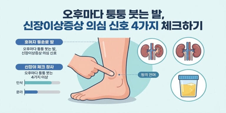 오후마다 퉁퉁 붓는 발, 신장이상증상 의심 신호 4가지 체크하기