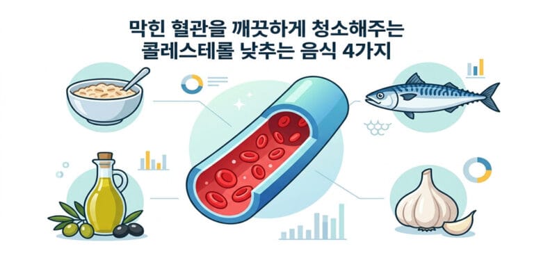 막힌 혈관을 깨끗하게 청소해주는 콜레스테롤 낮추는 음식 4가지