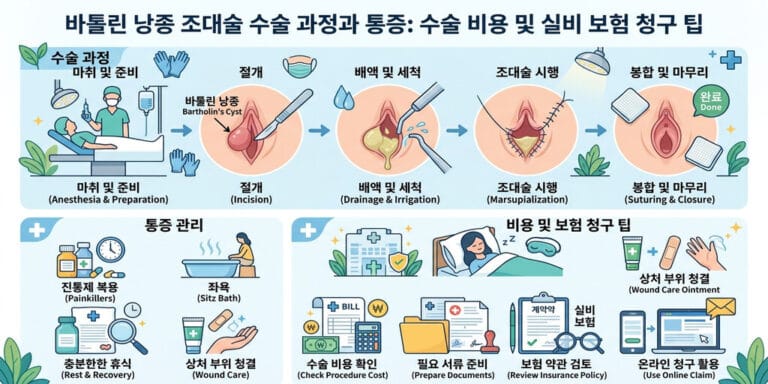 바톨린 낭종 조대술 수술 과정과 통증: 수술 비용 및 실비 보험 청구 팁