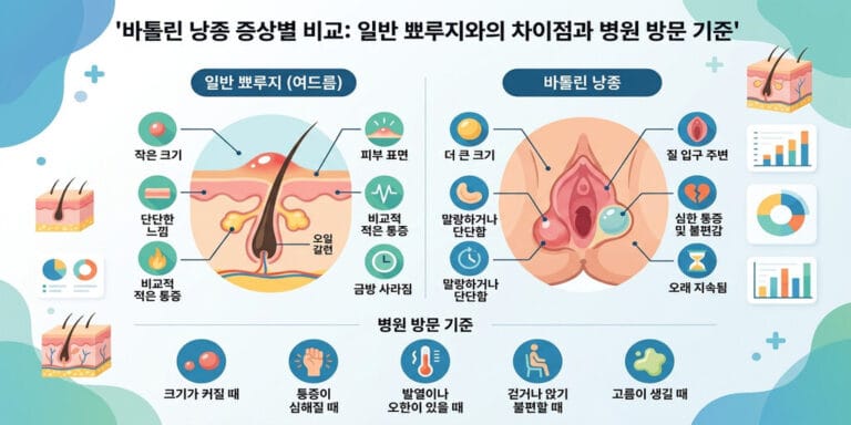 바톨린 낭종 증상별 비교: 일반 뾰루지와의 차이점과 병원 방문 기준