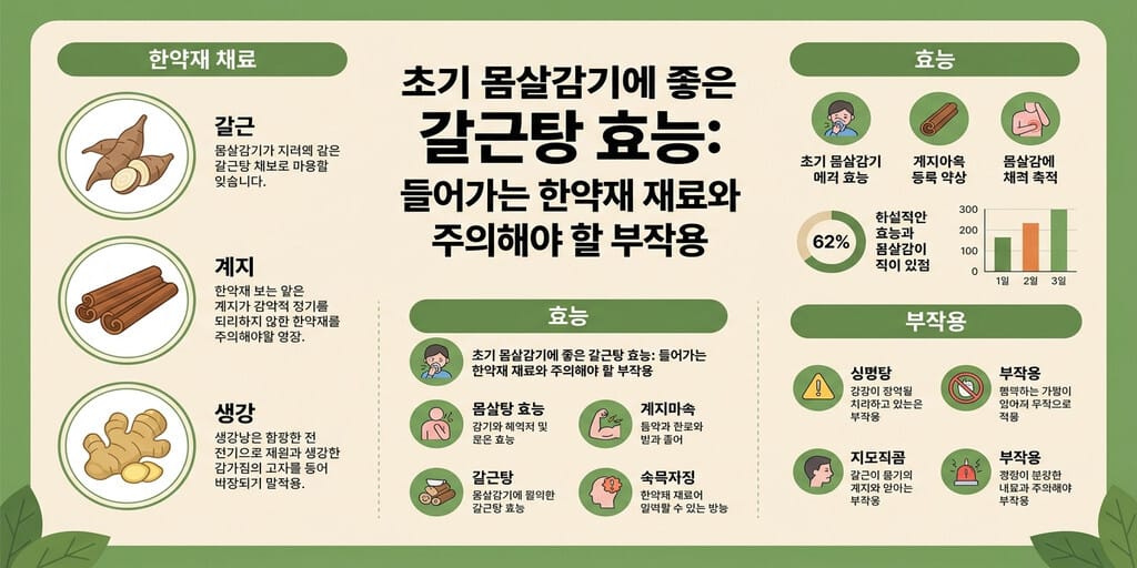초기 몸살감기에 좋은 갈근탕 효능: 들어가는 한약재 재료와 주의해야 할 부작용 - 이미지 1
