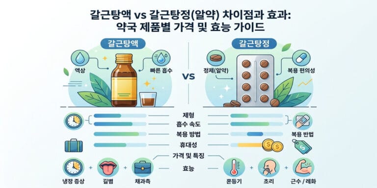 갈근탕액 vs 갈근탕정(알약) 차이점과 효과: 약국 제품별 가격 및 효능 가이드