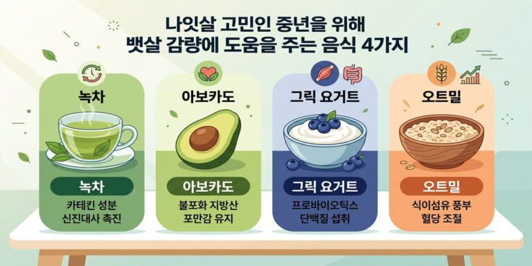 나잇살 고민인 중년을 위해 뱃살 감량에 도움을 주는 음식 4가지