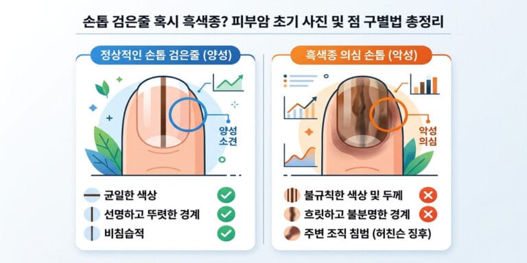 손톱 검은줄 혹시 흑색종? 피부암 초기 사진 및 점 구별법 총정리