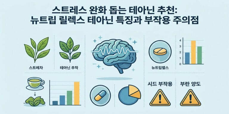 스트레스 완화 돕는 테아닌 추천: 뉴트립 릴렉스 테아닌 특징과 부작용 주의점