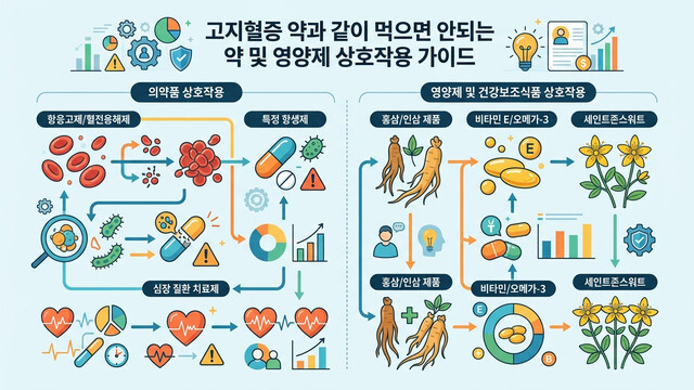 고지혈증 약과 같이 먹으면 안되는 약 및 영양제 상호작용 가이드