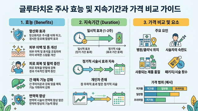 글루타치온 주사 효능 및 지속기간과 가격 비교 가이드