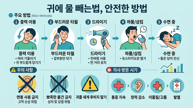 귀에 물 빼는법, 안전한 방법