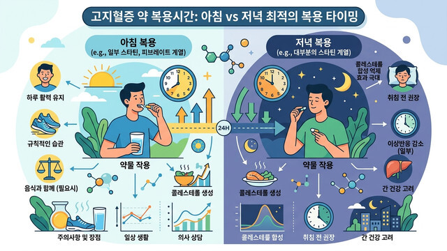 고지혈증 약 복용시간: 아침 vs 저녁 최적의 복용 타이밍