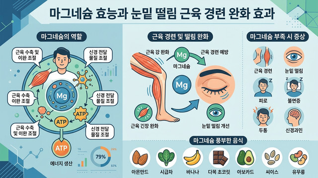 마그네슘 효능과 눈밑 떨림 근육 경련 완화 효과