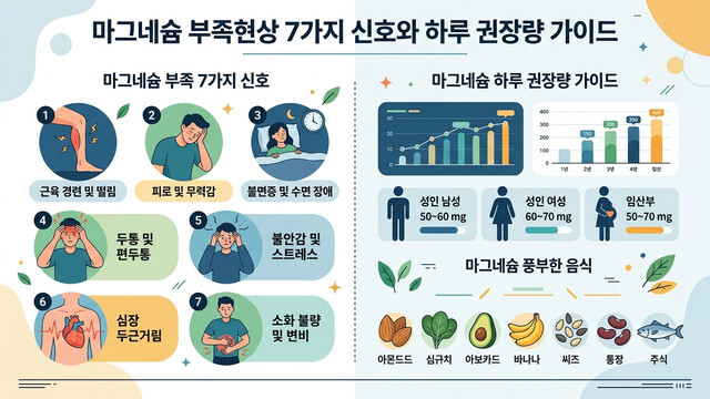 마그네슘 부족현상 7가지 신호와 하루 권장량 가이드