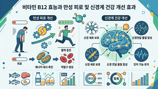 비타민 B12 효능과 만성 피로 및 신경계 건강 개선 효과