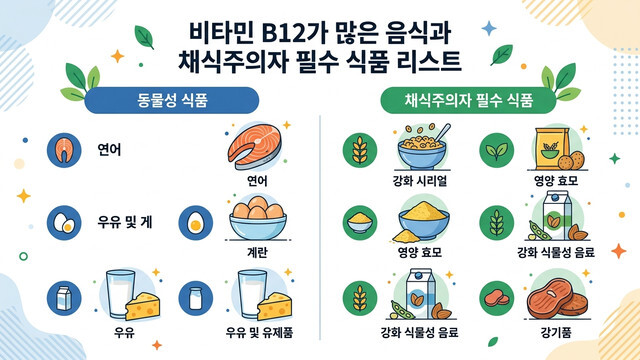 비타민 B12가 많은 음식과 채식주의자 필수 식품 리스트